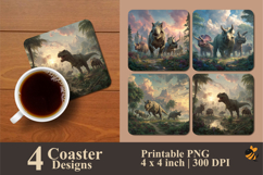 Dinosaur Adventure Coaster Sublimation Design Product Image 1