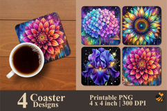 Cosmos Bloom Collection Coaster Sublimation Designs Product Image 1