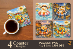 Relaxing Duck Coaster Sublimation Design Product Image 1