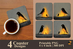Mother and Child Bird Coaster Sublimation Design Product Image 1