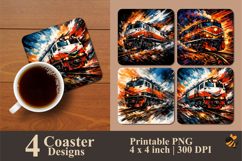 Abstract Train Coaster Sublimation Design Product Image 1