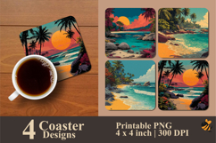 Tropical Beach Coaster Sublimation Design Product Image 1