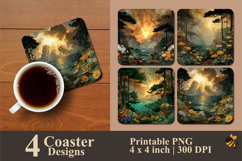 Tropical Sunset Coaster Sublimation Design Product Image 1
