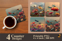 Dragonfly Garden Coaster Sublimation Design Product Image 1