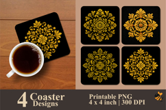 Yellow Ornament Coaster Sublimation Design Product Image 1