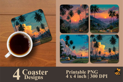 Coastal Atmosphere Coaster Sublimation Design Product Image 1