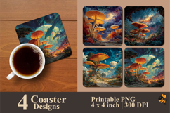 Wilderness Mushrooms Coaster Sublimation Design Product Image 1