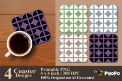 Pattern Bloom Coaster Sublimation Design Product Image 1