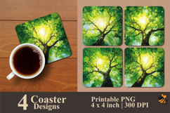 Natural Greenery Coaster Sublimation Design Product Image 1