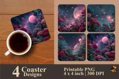 Full Moon Coaster Sublimation Design Product Image 1