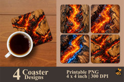 Lava Wood Resin Coaster Sublimation Design Product Image 1