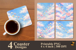 Spring Flowers Coaster Sublimation Design Product Image 1