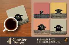 Peeking Sheep Coaster Sublimation Design Product Image 1