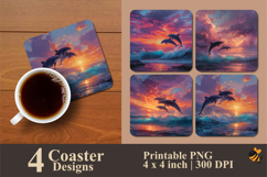 Dolphin Fun Coaster Sublimation Designs Product Image 1