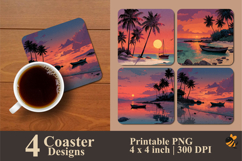 Afternoon Beach Coaster Sublimation Design Product Image 1