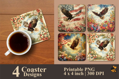 Gallant Eagle Coaster Sublimation Design Product Image 1