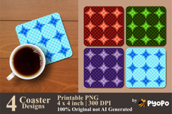 Crimson Grid Coaster Sublimation Design Product Image 1