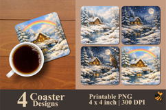 Winter Rainbow Coaster Sublimation Design Product Image 1