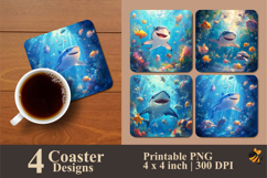 Fantasy Shark Coaster Sublimation Design Product Image 1