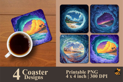 Ocean Waves Coaster Sublimation Design Product Image 1