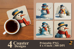 Vintage Snowman Coaster Sublimation Design Product Image 1