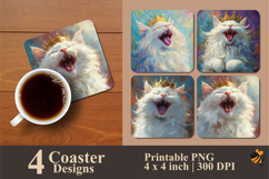 Cat Crown Coaster Sublimation Design Product Image 1