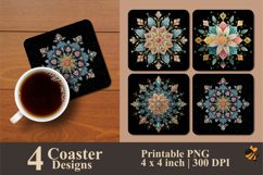 Abstract Floral Frame Coaster Sublimation Design Product Image 1