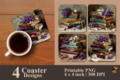 Vintage Illustration Coaster Sublimation Design Product Image 1