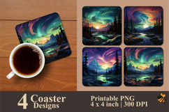Aurora Night Sky Coaster Sublimation Design Product Image 1
