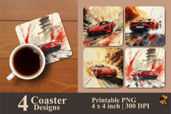 Sports Car Coaster Sublimation Design Product Image 1
