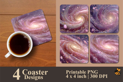 Pink Spiral Galaxy Coaster Sublimation Design Product Image 1
