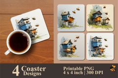 Bee Hive Coaster Sublimation Design Product Image 1