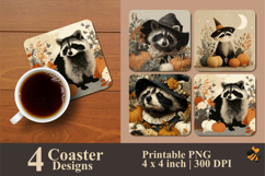 Halloween Raccoon Coaster Sublimation Design Product Image 1