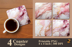 Futuristic Pink Marble Coaster Sublimation Design Product Image 1
