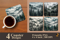 Misty Forest Coaster Sublimation Designs Product Image 1