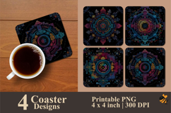 Mandala Fractal Coaster Sublimation Design Product Image 1