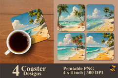 Tropical Beach Coaster Sublimation Design Product Image 1