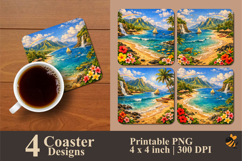 Hawaiian Charm Coaster Sublimation Design Product Image 1
