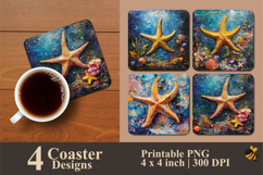 Abstract Starfish Coaster Sublimation Design Product Image 1