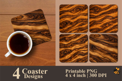 Wood Textured Coaster Sublimation Design Product Image 1