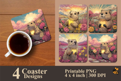Love Otter Coaster Sublimation Design Product Image 1