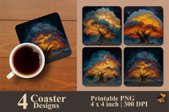 Night Sky Tree Coaster Sublimation Design Product Image 1