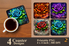 Graffiti Art Rose Coaster Sublimation Design Product Image 1