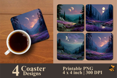 Purple Forest Coaster Sublimation Design Product Image 1