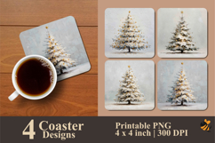 Snow Tree Coaster Sublimation Design Product Image 1