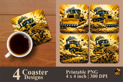 Bulldozer Activity Coaster Sublimation Design Product Image 1
