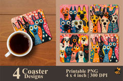 Dog Group Coaster Sublimation Design Product Image 1