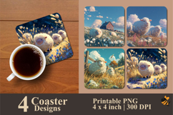 Summer Lamb Coaster Sublimation Design Product Image 1