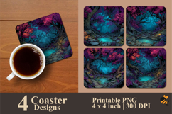 Horror Wood Depths Coaster Sublimation Design Product Image 1