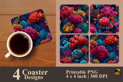 Colorful Corals Coaster Sublimation Designs Product Image 1